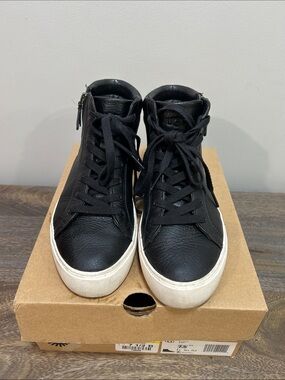 UGG Black Leather High-Top Sneakers
